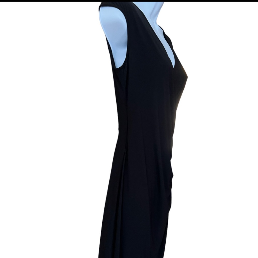 Ralph Lauren | Black Midi Dress | Side Ruching and Shoulder Accent - Picture 3 of 6